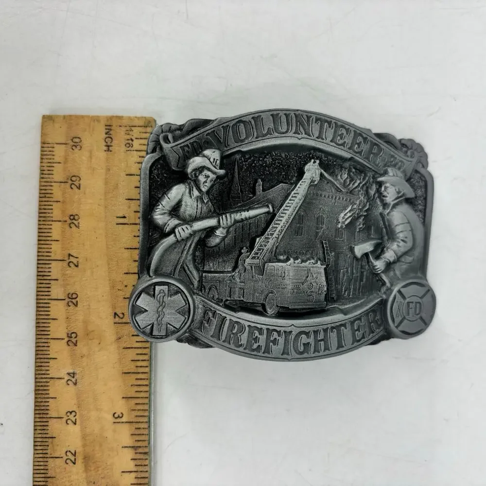 Firefighter Belt Buckle Great American Buckle Co Western Volunteer